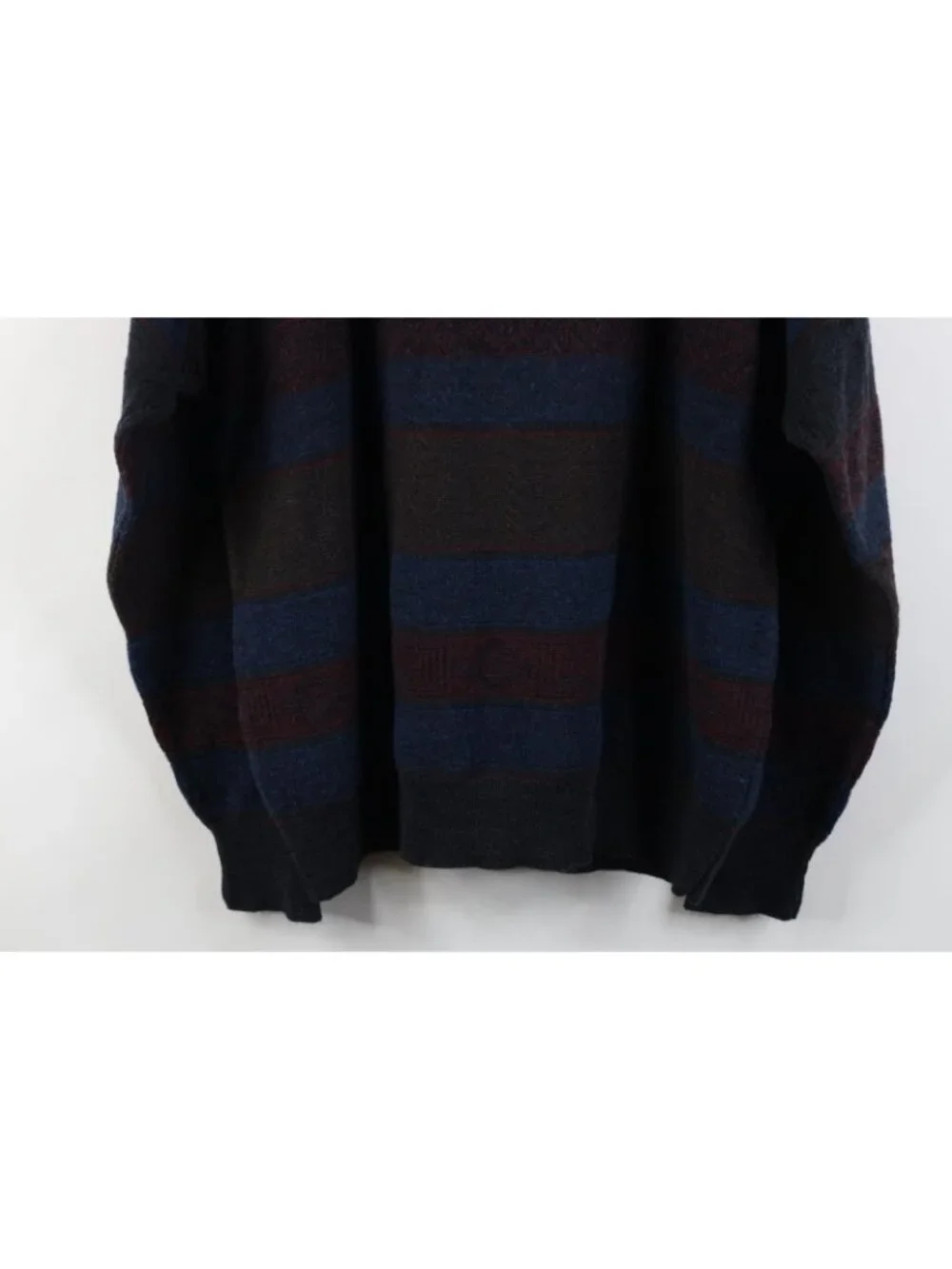 Vtg 90s Streetwear Mens XL Geometric Striped Wool Blend Knit Collared Sweater
